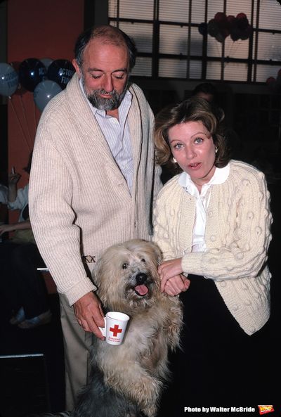 Patty Duke with her husband John Astin with  Dog Attending a Blood Drive at the Actor Photo