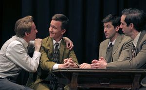 Thomas Campbell as Eddie, Chris Davis as Dore, Conor Riordan Martin as Irving and Mic Photo