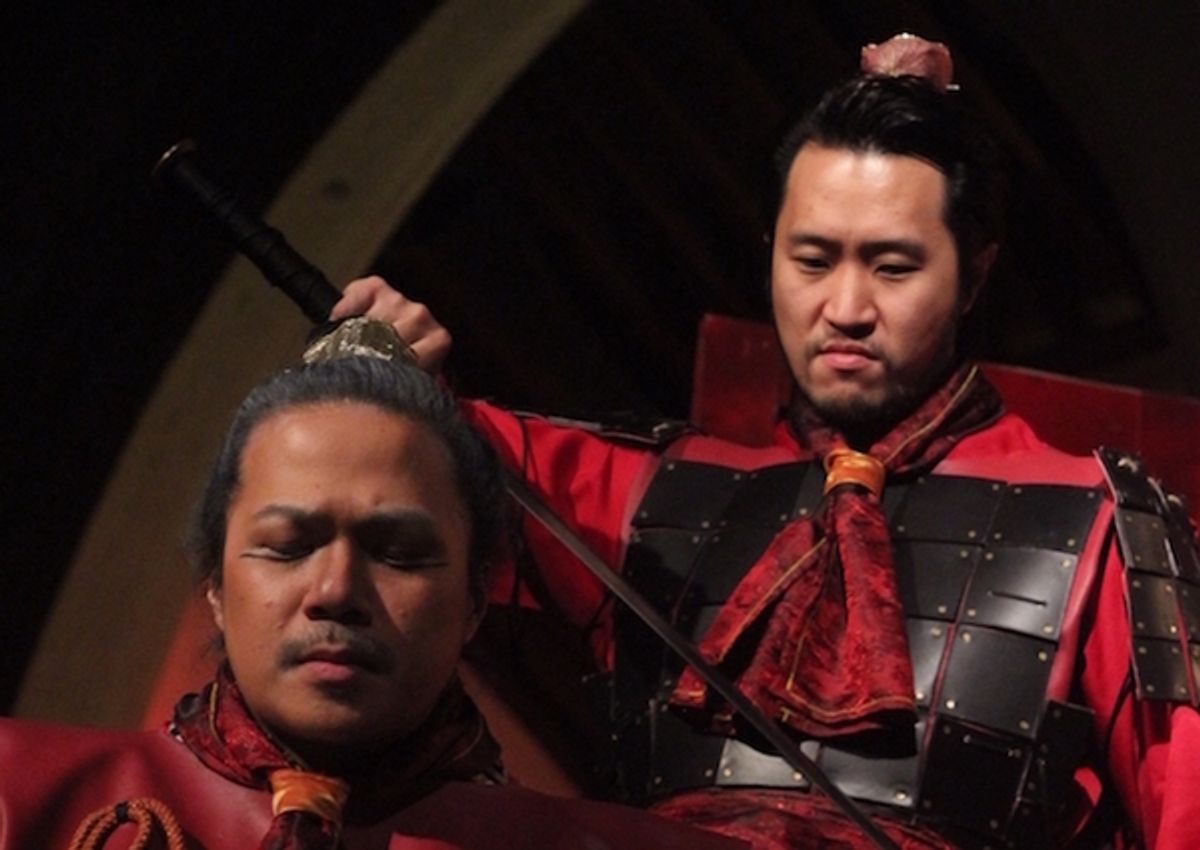 Angelo Paragoso as DongZhuo and Arthur Lee as LuBu at 