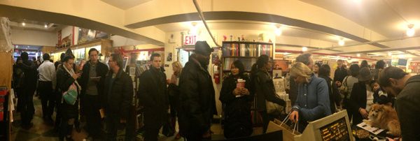 The line for those patiently waiting for Stephen Adly Guirgis to sign his scripts spa Photo