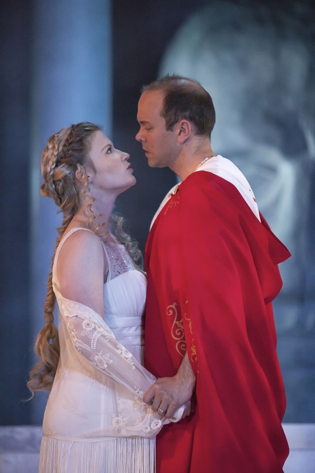 Tess Talbot as Portia and Brent Vimtrup as Brutus at 