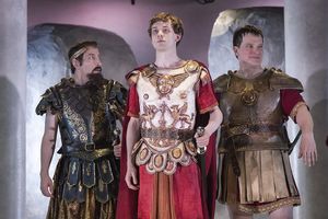 Paul Riopelle as Lepidus, Kyle Brumley as Octavius, and Nicholas Rose as Marc Antony @ BroadwayWorld Paul Riopelle as Lepidus, Kyle Brumley as Octavius, and Nicholas Rose as Marc Antony Photo