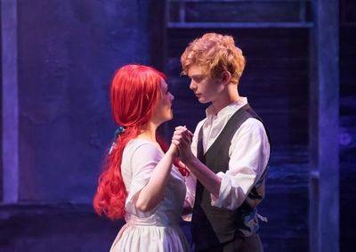 Mackenzie Germain (Ariel) and Ben Hefter (Prince Eric); Photo by Keith Kowalsky	 Photo