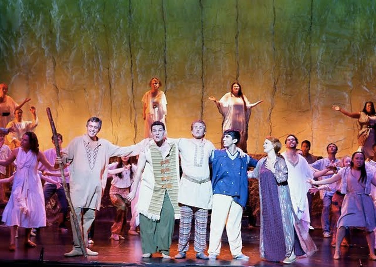 Kevin McMahon, Barnaby James, Ryan J. Driscoll, Paul DiLoreto, Misty Cotton, and the Ensemble at 