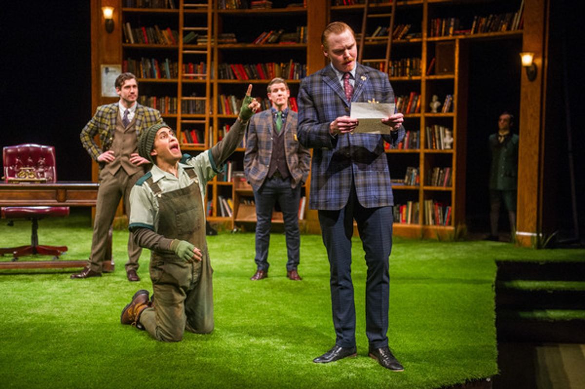 Nick Steen (as Dumaine), Juan Rivera Lebron (as Costard), Jeb Burris (as Longaville) and Jonathan Dyrud - See more at: http://www.greatlakestheater.org/tickets/shows/loves-labours-lost#media at 