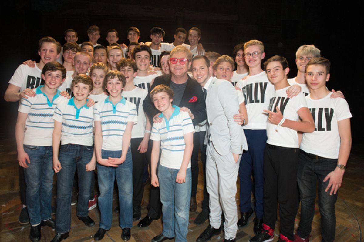Elton John with Past and Present Billy Elliots at 