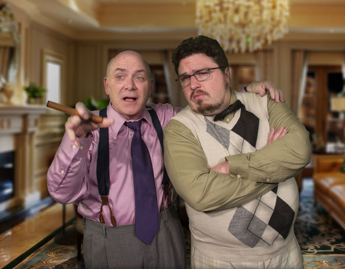 Peter Sauer plays Buddy Fidler and John Zimmerman plays writer Stine at 