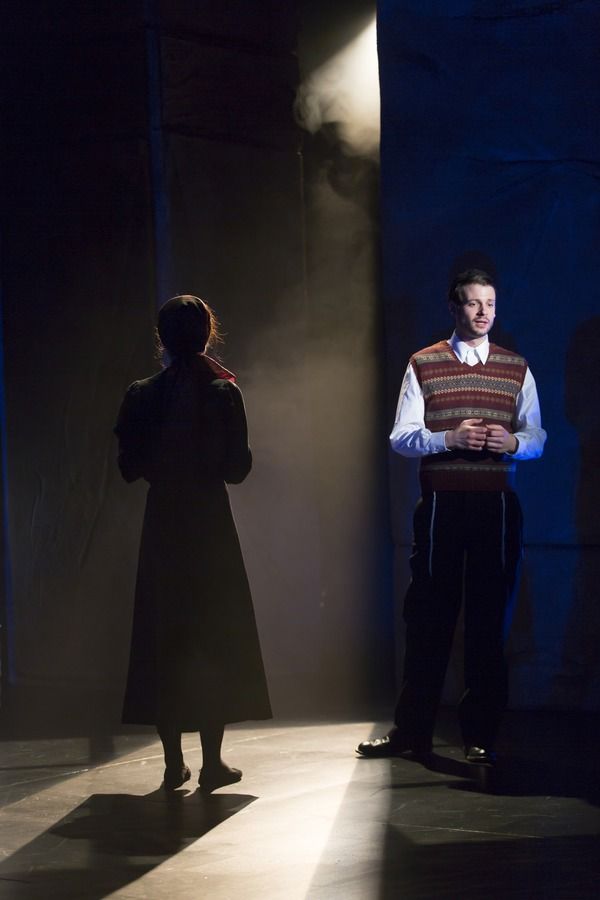 Lena Kaminsky as Rivkeh Lev and Miles G. Jackson as Asher Lev  Photo