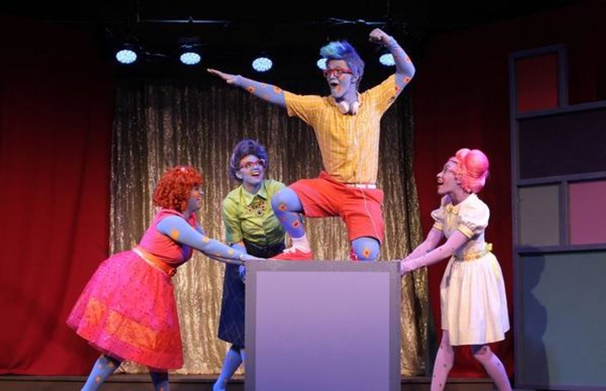 Nicole Loewenstein, Shelby Ringdahl as Ms. Square, PJ Adzima as Sky Square, and Tyla Collier as Lily Polkadot at 