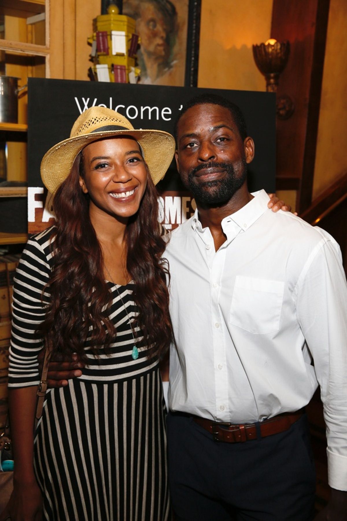 From left, cast members Sameerah Luqmaan-Harris and Sterling K. Brown pose during the party for the opening night performance of 'Father Comes Home From The Wars (Parts 1, 2 & 3)' at Center Theatre Group/Mark Taper Forum on Sunday, April 17, 2016, in Los  at 