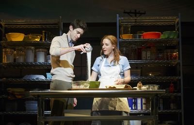 Drew Gehling (Dr Pomatter) and Jessie Mueller (Jenna) Photo