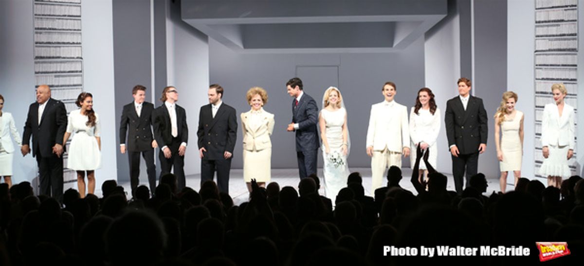 Theo Stockman, Alice Ripley, Benjamin Walker, Helene Yorke, Drew Moerlein and Jennifer Damiano with the cast   at 