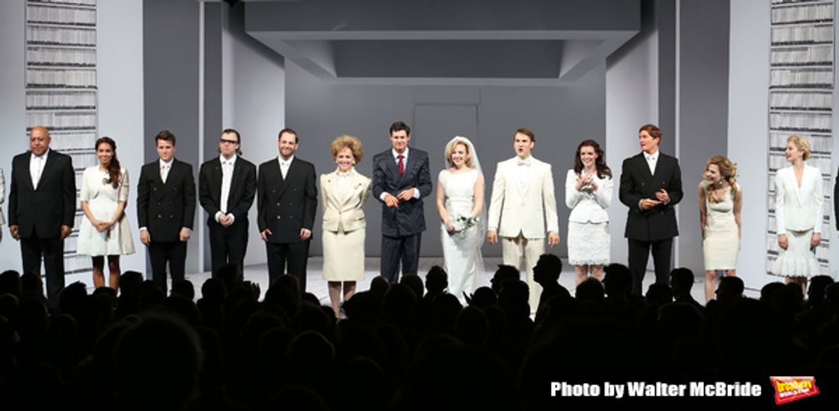 Theo Stockman, Alice Ripley, Benjamin Walker, Helene Yorke, Drew Moerlein and Jennifer Damiano with the cast  at 