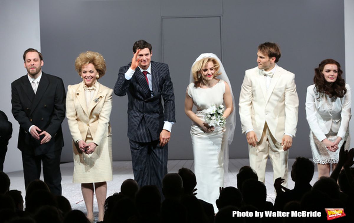 Theo Stockman, Alice Ripley, Benjamin Walker, Helene Yorke, Drew Moerlein and Jennifer Damiano with the cast  at 