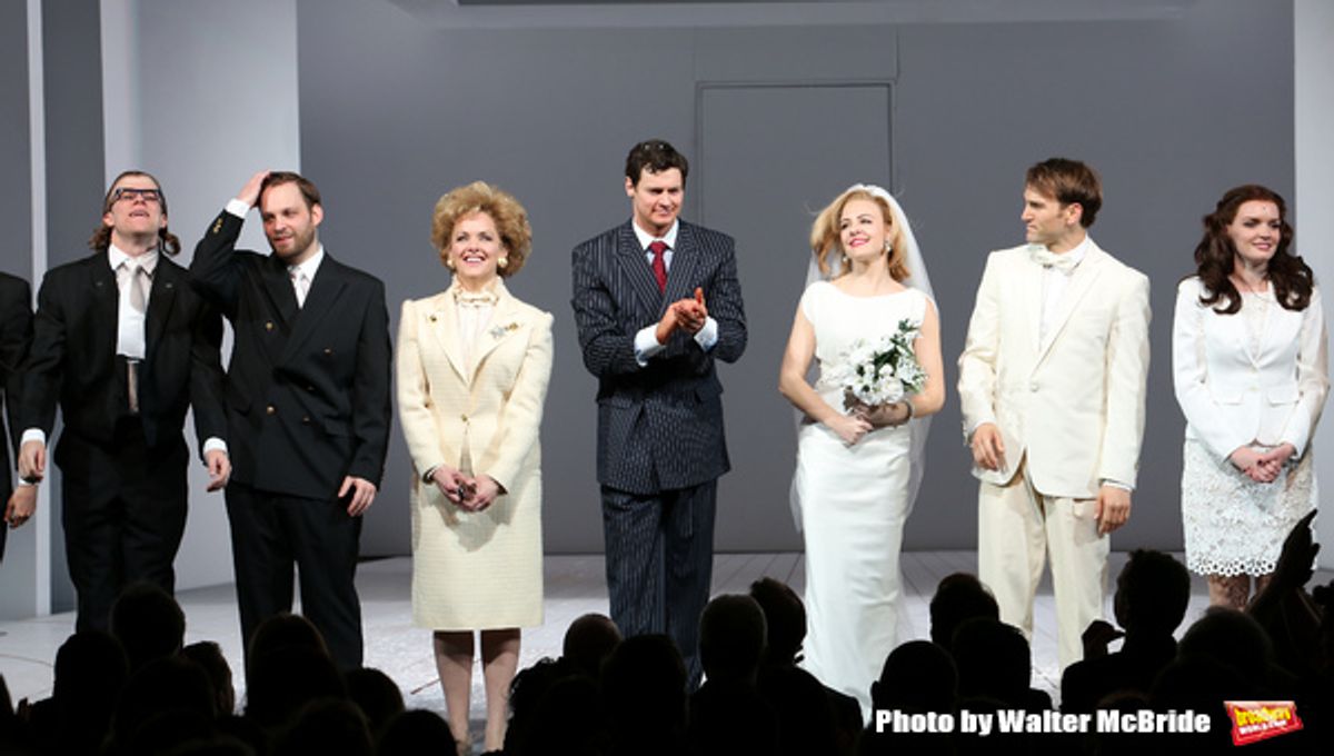 Theo Stockman, Alice Ripley, Benjamin Walker, Helene Yorke, Drew Moerlein and Jennifer Damiano with the cast  at 