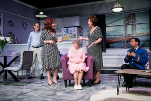 Mitch Prywes as Dr. Ira Taub, Rosemary Howard as Lee Green, Jody Bayer (seated) as Freida, MJ Hartell as Marjorie Taub, and Matt Austin as Mohammed @ BroadwayWorld Mitch Prywes as Dr. Ira Taub, Rosemary Howard as Lee Green, Jody Bayer (seated) as Fr Photo