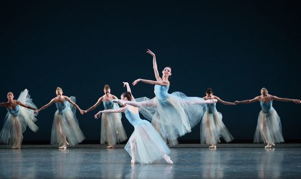 Nathalia Arja and Miami City Ballet dancers in SERENADE. Choreography by George Balan Photo