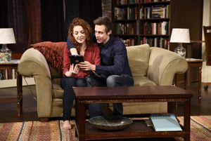 Ethan (Michael Shenefelt) brings Olivia (Megan Hayes) into the future. @ BroadwayWorld Ethan (Michael Shenefelt) brings Olivia (Megan Hayes) into the future. Photo