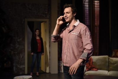 Olivia (Megan Hayes) stumbles upon a phone call Ethan (Michael Shenefelt) takes. Phot Photo