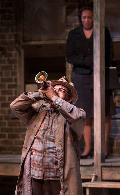 Terry Bellamy as Gabriel; (background) Kim Staunton as Rose Photo