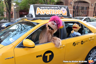  Trekkie Monster drives a New York City 'Avenue Q'  Taxi with Princeton as his passen Photo
