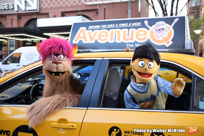  Trekkie Monster drives a New York City 'Avenue Q'  Taxi with Princeton as his passen Photo