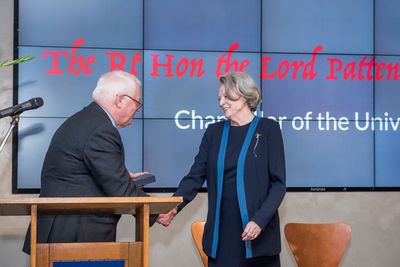 Lord Patten of Barnes and Maggie Smith Photo