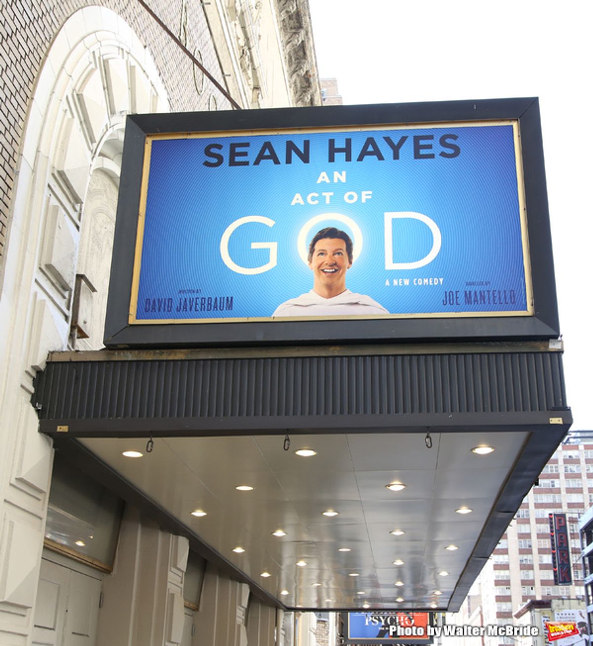Theatre Marquee unveiling for 'An Act Of God' starring Sean Hayes at The Booth Theatre on April 29, 2016 in New York City. at 