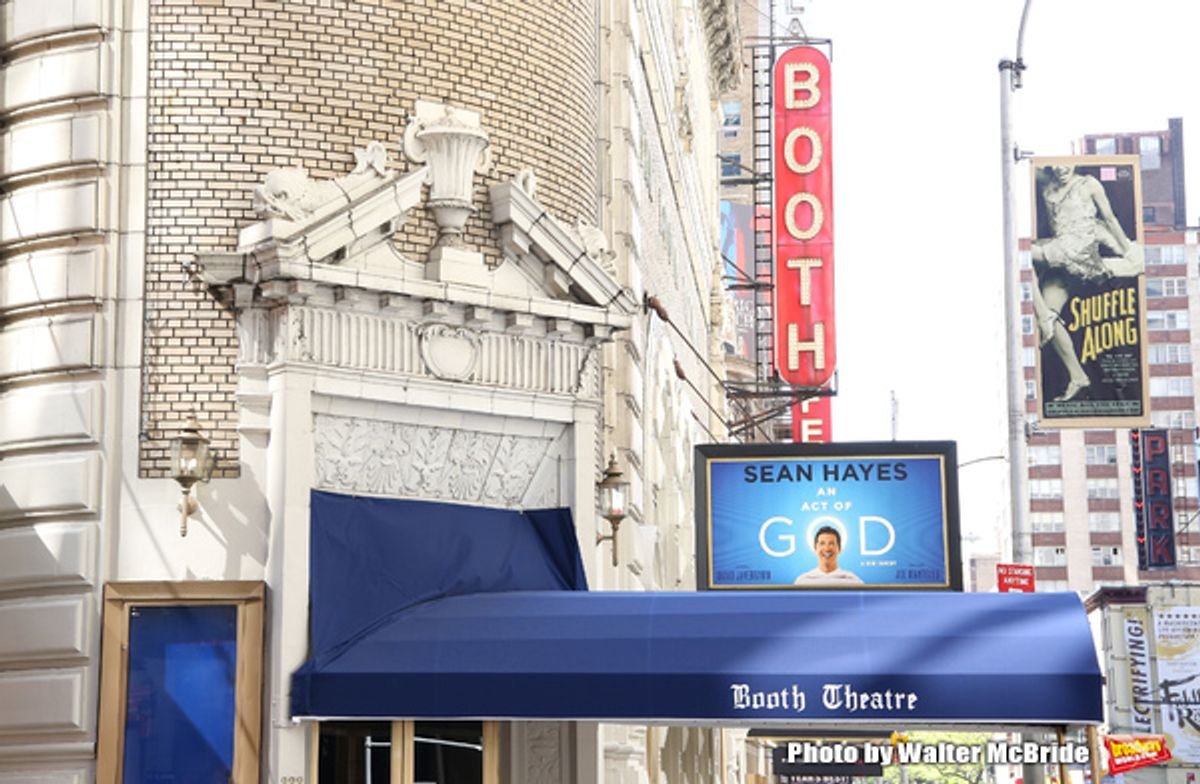 Theatre Marquee unveiling for 'An Act Of God' starring Sean Hayes at The Booth Theatre on April 29, 2016 in New York City. at 