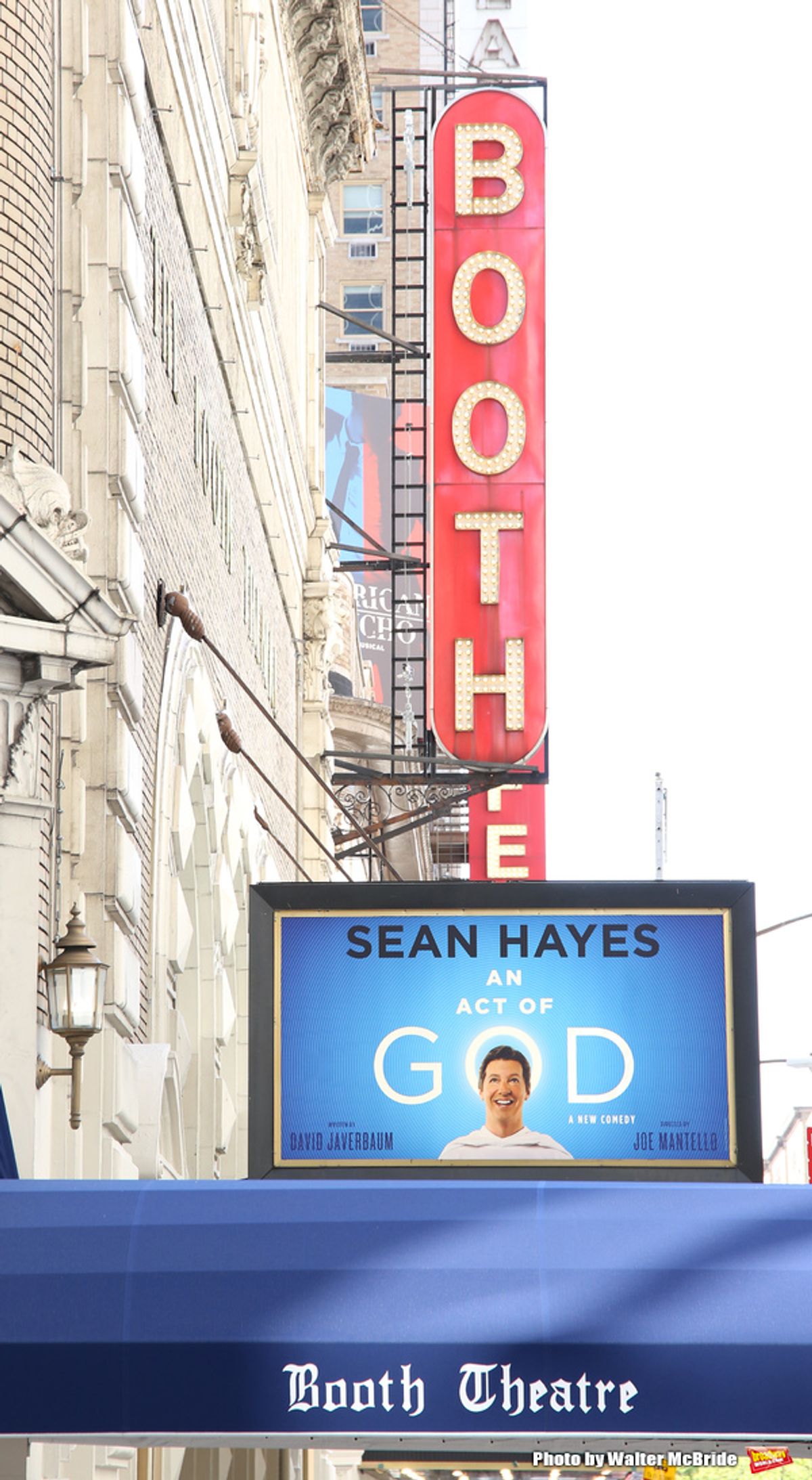 Theatre Marquee unveiling for 'An Act Of God' starring Sean Hayes at The Booth Theatre on April 29, 2016 in New York City. at 