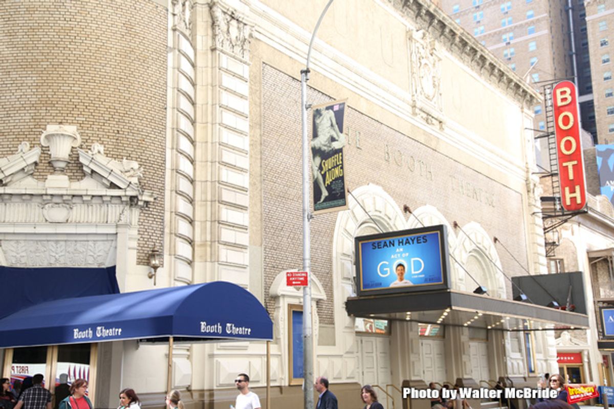 Theatre Marquee unveiling for 'An Act Of God' starring Sean Hayes at The Booth Theatre on April 29, 2016 in New York City. at 