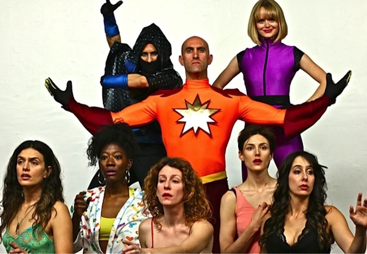 Anne-Marie Talmadge (Dark Creeper), Jones Welsh (the Hero), Alina Bolshakova (Master Criminal), bottom: Courtney Munch (Julie the Hunter), Syd Mason (Waitress), Jessica Carlen (Evil Dirty Witch), Joanna Bateman ( Julie), Laura Covelli  at 