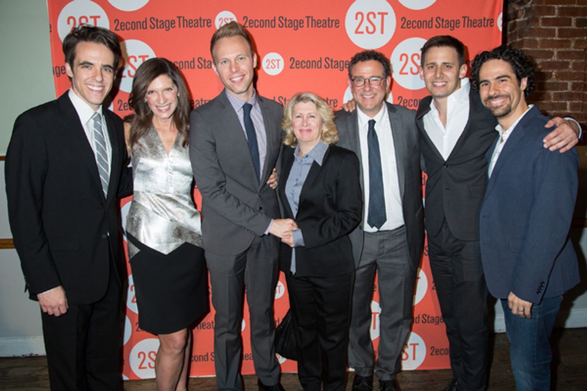 Steven Levenson, Stacey Mindich, Justin Paul, Carole Rothman, Michael Greif, Benj Pasek, Alex Lacamoire at 