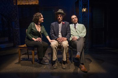 Karen Janes Woditsch (Martha), Michael Perez (Stanley Kowalski) and John Hoogenakker Photo