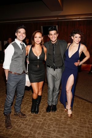 Cast member Billy Kametz, actress Nicki Claspell and cast members A.J. Mendoza and Jo Photo