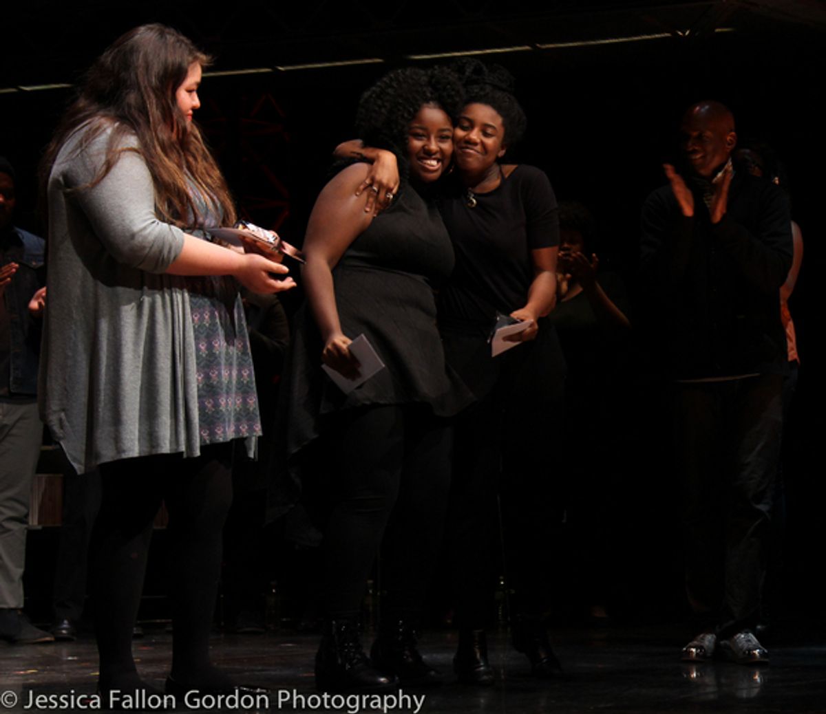 Damaris Vizvett, DaMya Gurley and 1st place winner Ireon Roach at 