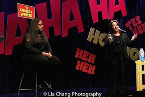 Jayla Alvarez, age 13, in the Comedy Writer chair while Kathleen Madigan performs Jay Photo