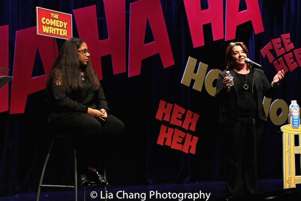 Jayla Alvarez, age 13, in the Comedy Writer chair while Kathleen Madigan performs Jay Photo