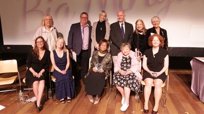  Lear deBessonet, Ari Laura Kreith, Micki Grant, Elsa Rael, Jane Cox. 
Back row (pre Photo
