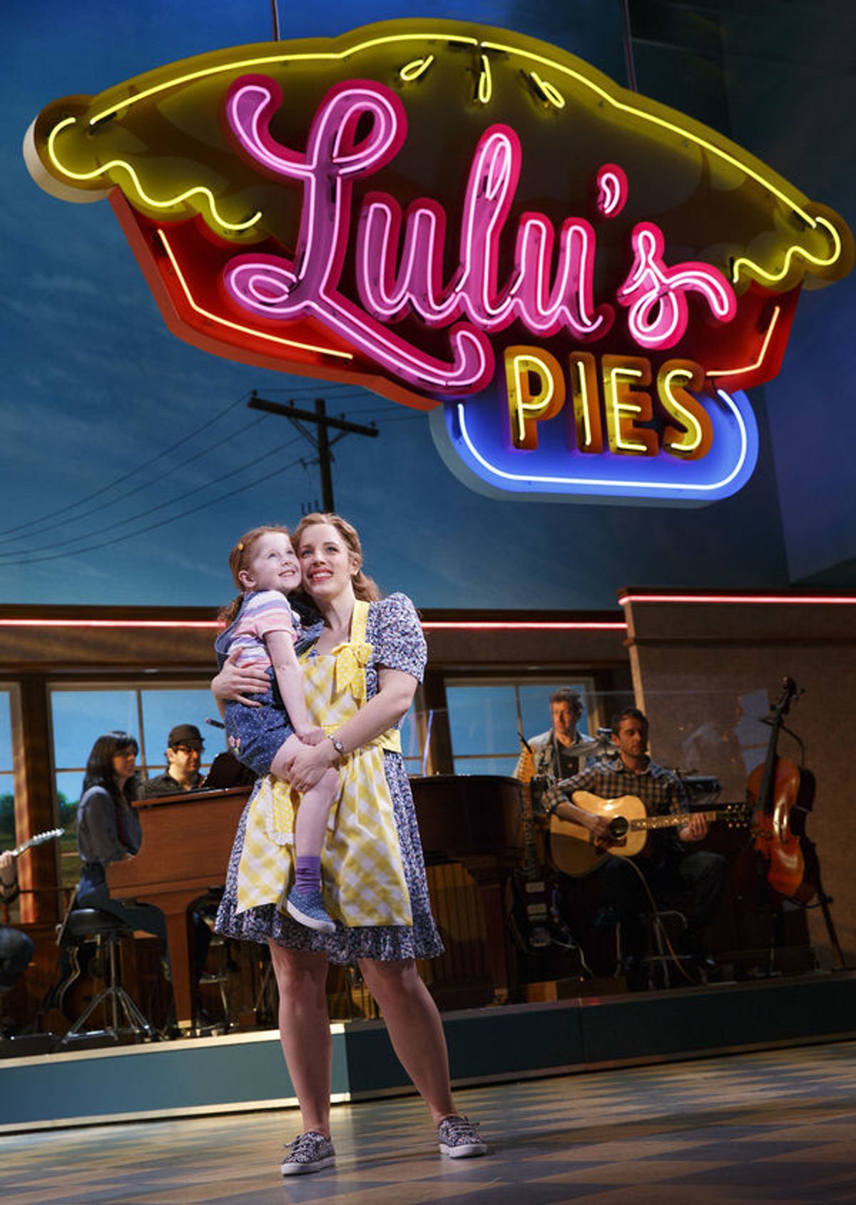 Jessie Mueller holding Claire Keane at 