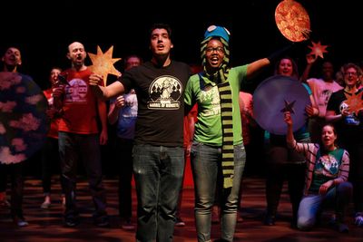 Andres Enriquez, ShÃ¡ Norman and other Barrel of Monkeys company members perform '' Photo
