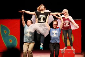 Barrel of Monkeys company members Caleb Probst, Rachel Wilson, Rawson Vint and Kate Staiger perform ''Cry People'' @ BroadwayWorld Barrel of Monkeys company members Caleb Probst, Rachel Wilson, Rawson Vint and Kate S Photo
