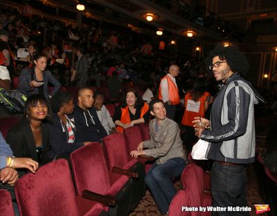Daveed Diggs and Thomas Kail  greet the students Photo