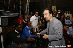 Lin-Manuel Miranda greets the students @ BroadwayWorld Lin-Manuel Miranda greets the students Photo