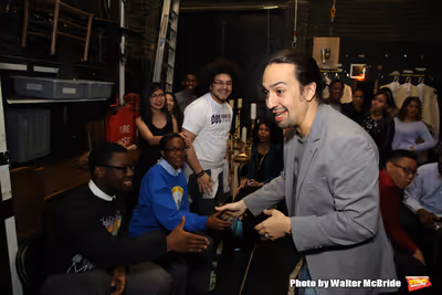 Lin-Manuel Miranda greets the students Photo