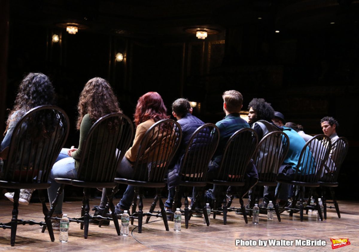 Director Thomas Kail with the cast  at 