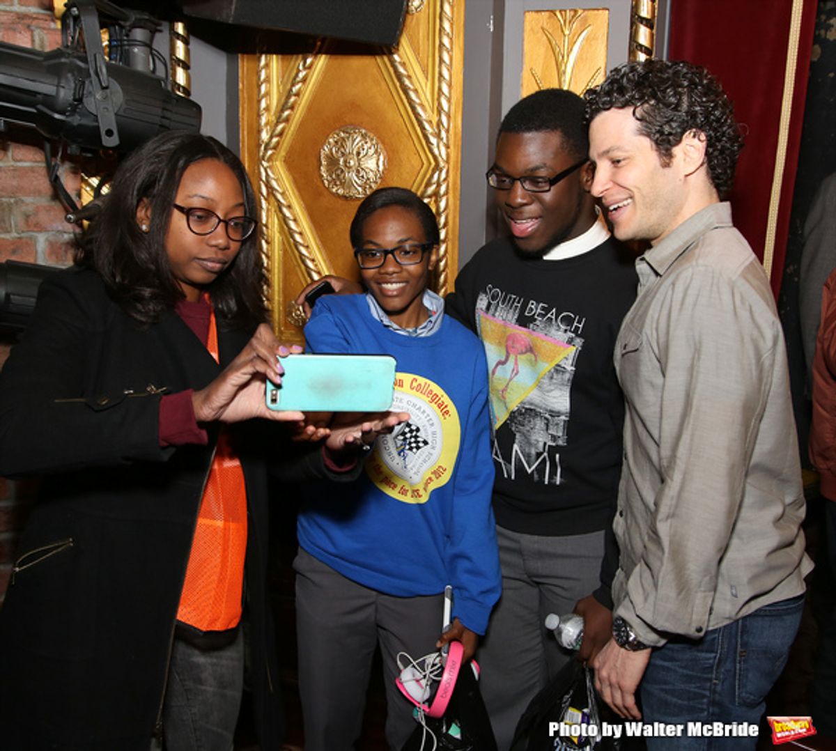 Director Thomas Kail greets the students at 