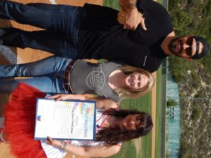 Eben Britton, Mayor Lauren Meister & Sunnie Rose Berger Photo