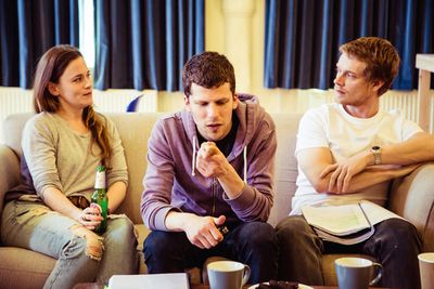 Katie Brayben, Jesse Eisenberg, Alfie Allen Photo