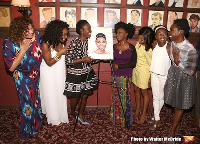 Lupita Lyong'o with Eclipsed director Liesl Tommy, cast members Saycon Sengbloh, Akuo Photo